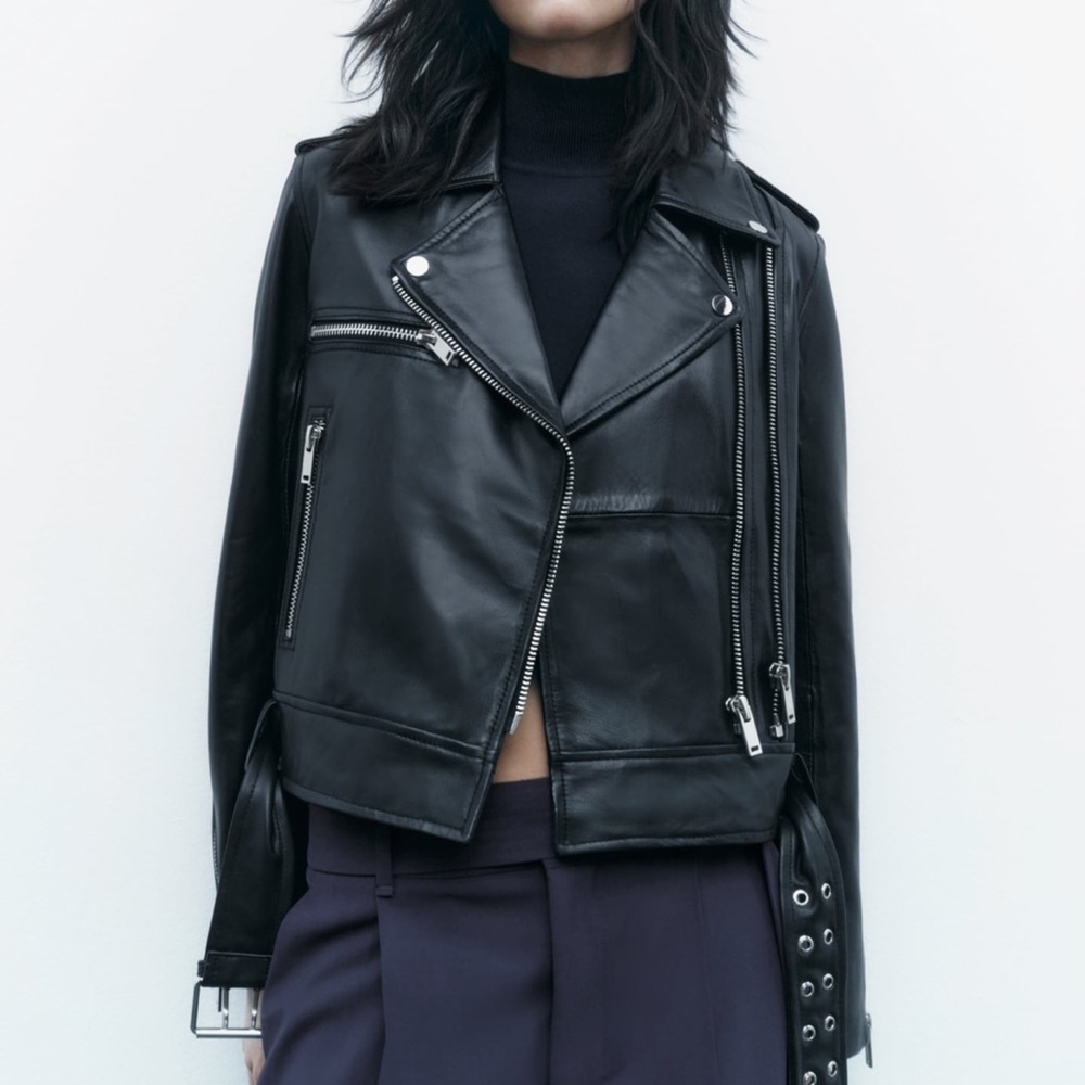 Zara 100% Genuine Leather Jacket NWT - Picture 7 of 11